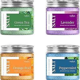 Botanic Infusion Green Tea, Lavender, Orange, Peppermint Salt Combo for Relaxing, Pain Relief and Foot Massage - Pack of 4 Jars 100 Gm Each-image-82