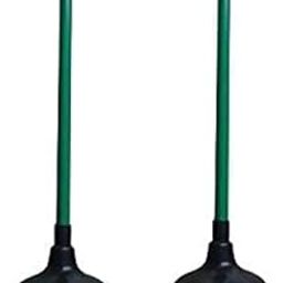 Toilet and Sink Plunger Set, Heavy-Duty Rubber Drain Cleaner, 2-Pack, Green and Black-image-18