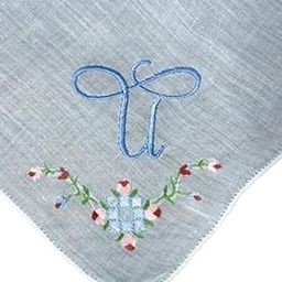 Shree adodhya womens personalised/initial letter U embroidery on handkerchief set of 2.-image-76