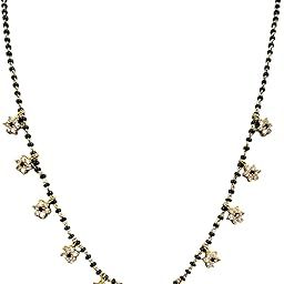 Black Beaded Mangalsutra/Necklace with Flower Shaped Studded Pendants-picture-31