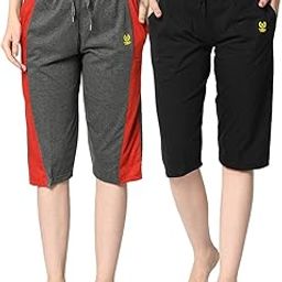 Women Capri for Sleep, Gym, Yoga and Sports Wear Pack of 2-C7_ANT_C8_BLK_02-P-image-30
