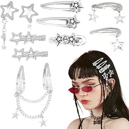 maycreate MAYCREATE® 10Pcs Hair Clips for Girls Women Y2K Accessories Cute Metal Star Hair Pins Fashion Style Star Hair Barrettes Clips Gifts Korean Style Stylish Punk Hair Accessories for Women, Girls-picture-5
