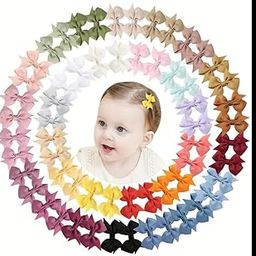 Baby Hair Bows for Girls, 10 Pack Soft Clips, Assorted Colours-image-10