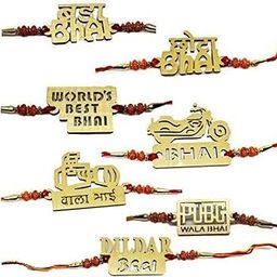 Combo Of 7 Designer Wooden Bro Rakhi For Rakshabandhan-image-48