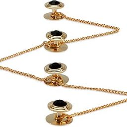 Brass Kurta Buttons with Golden Ball and Chain for Men and Women 2192 (Golden Black)-5