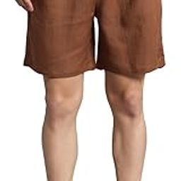 Mens Boxer Shorts Brown Regular Fit Comfortable Pure Linen Brown Brief Underwear Boxers for Men-image-95