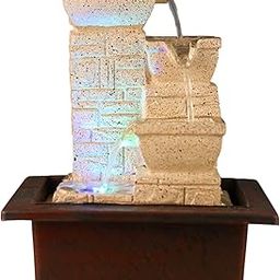 Water Fountain with LED Lights – Calming Sound and Relaxation Fountain for Home, Office, and Bedroom Décor (Beige)-image-4