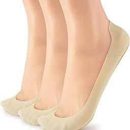 No Show Socks for Women Ultra Low Cut Non Slip Invisible Socks 3 Pairs 3 Pairs Nude 8-10-82