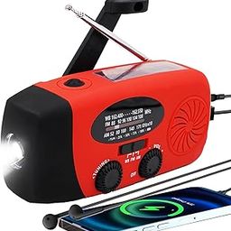 Upgraded Emergency Solar Hand Crank Radio with LED Flashlight, Portable Am Fm NOAA Weather Radio, 2000mAh Solar Power Bank Cell Phone Charger for Home and Outdoor（Red）-image-54