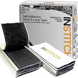 INSTITCH Self Adhesive Hook & Loop Tape - 2 Inch x 4 Inch - Heavy Gumming On Back, Velcro Strips, Nylon Self Adhesive Hook and Loop Tape - Perfect for Home and Office Use (Black) (12)-image-8
