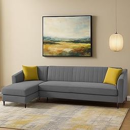Casaliving Neyami LHS 6 Seater L Shape Sofa Set for Living Room (Dark Grey) Premium Fabric Sofa Set-image-79