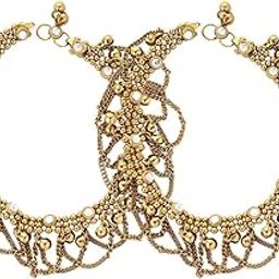 Antique Golden Alloy Kundan Anklet for Women & Girls-picture-50