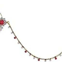 18 K Gold Plated Karwa Chauth Grey Color Alloy Wedding Suhag Nath for Girls & Women-image-68