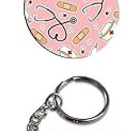 Set of 2 | Circle & Square Shape Printed Wooden Keychains Doctor Texture | Circle & Square Shape keyrings | Circle & Square Shape Keychains| Printed keyrings-picture-5