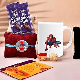 CraftVatika Rakhi with Chocolate Gift Hamper for Brother Kids Boy Sister Girls, Premium Kids Rakhi with Designer Mug, Rakhi Gift Combo Set for Kids Bhaiya, Rakhi with Chocolate Pack of 2-image-23