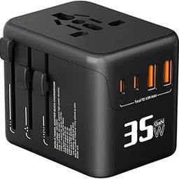 35W Universal Travel Adapter, International Wall Charger with 2 USB-C & 2 USB-A, Universal Plug Socket with 5 Years Warranty, 35W PD Fast Charging Worldwide Travel Adapters. (2025 Model) (Black)-30