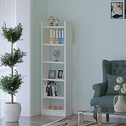 Anikaa Colton Engineered Wood Floor Standing Bookcase/Book Shelf/Wooden Bookshelf/Space Saving Display Storage Rack Books Holder in Living Room Office - White-picture-20