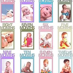 Propsicle First Year Birthday Photo Banner Multicolor 12 Month Frame 1st Birthday Decoration Item Boy Or Girl - Pack of 1-24