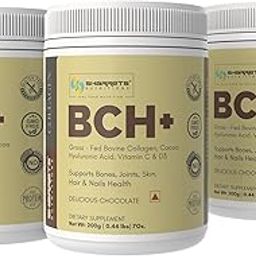 BCH+ Hydrolyzed Bovine Collagen, Hyaluronic Acid, Vitamin C & D3, Chocolate - 200g x 3 (Pac of 3)-picture-31