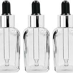 Happy Packaging 50ML Clear Square Empty Glass Bottle | Glass Dropper | Silver Sleeve | Silcon Black Teat | Refillable | Leak Proof For Essential Oils | DIY Perfumes | DIY serums (9)-25