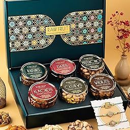 Hyperfoods® Rakhi For Brother with Gift For Brother 745 Grams Dry Fruits Gift Pack Raksha Bandhan Set With Dry Fruits Pack Of 6 Dryfruits Earth And Sky Rakhi Set of 3-image-56