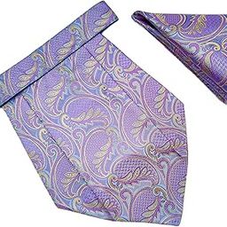 France Men's Paisley Design Cravat NeckTie & Pocket Square Free Size Microfiber Satin Fabric-image-92