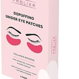 Prolixr Depuffing Under Eye Patch | Under Eye Patches For Dark Circles, Puffiness And Inflammation | Contains Aloe Vera Gel, Witch Hazel, Carrot & Almond Extract | Collagen Mask For All - 5 Patches-0