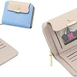 Mini Wallet for Women PU Leather Purse with Zipper Bifold Card Coin Holder Cash Bag Clutch Fashion Gift Small for Girl 2PCS-image-54