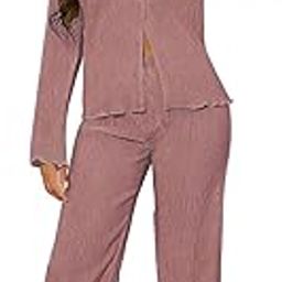 Womens Lycra Solid Co Ord Set|Stylish|Textured|Travel|Full Sleeve Trendy Korean Summer Travel Outfit|Lightweight Two Piece Pajama Set for Beach & Holiday Look|Picnic|Vacation Wear-image-48