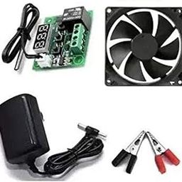 ESHMEET Lightning Hub W1209 Digital temprature Sensor Thermostat Temperature Sensor and Controller Module with 12v/2a adaptor 3 inch dc fan and crocodile clip.-19