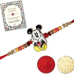 YASHONIDHI Mickie Mouse Rakhi with Greeting Card and Roli Akshat, Traditional Raksha Bandhan Gift Set for Brother-image-38