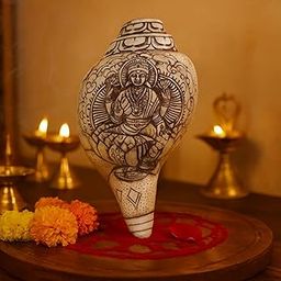 Shambhava Hand-Carved Lakshmi Shankh | Sacred Conch Shell for Wealth & Prosperity | Crafted by Guru Artisan of Kashi | Pooja Shankha for Lakshmi Blessings, Vastu & Ritual Use- 6 Inch-image-77