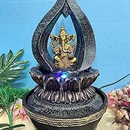 Global Grabbers Polyresin Table Top Indoor Outdoor Water Fall Fountain with LED Lights Home Decor Decoration Gift Gifting Items-GOL_GRY-BG21-(000)-picture-12