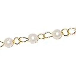 Gold Plated Traditional and Ethnic Wear Medium Size Piercing Delicate Nose Ring/Nath stud with chain Embellished with Pearls Chain for Women and Girls Pack of 1-image-97