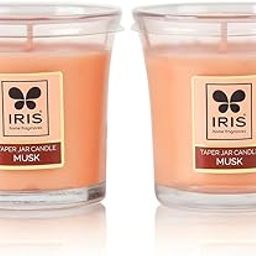 IRIS Taper Jar Candle, Musk Elixir, Rich Musk Fragrance, Elegant and Mesmerizing Home Fragrance Solutions, Fragrances for Fine Living, Set of 2,Burn time 25hr per Candle-image-0