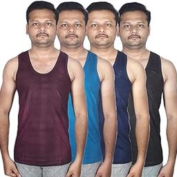 TOP Ten Men Color | Colour Vests Combo Pack of 4 | Pure Cotton | Sleeveless | | baniyan | banians-image-39