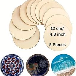 MDF Board Round 12 CM for Art and Craft Set of 5 MDF Round Circle Pine Wood 4.8 inch 2.5 mm Thick Unfinished Round Wood Base for Resin Art, Mandala Art,Pyrography, Painting (Set of 5-12 CM Size)-image-20