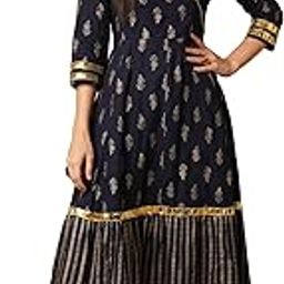 Women Ethnic Motif Wrap V-Neck A-Line Flared Calf Length Kurta & Straight Trouser Festive Set-image-39