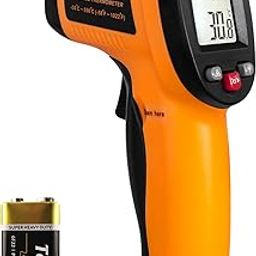 Helect Plastic Non-Contact Digital Laser Infrared Thermometer Temperature Gun With Lcd Display -58°F To 1022°F (-50°C To 550°C), Orange, Pack of 1-14
