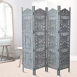 indian crafty 4-Panel Handcrafted Wooden Partition Screen Room Divider Create a Beautifully Divided Space with This Wooden Room Divider. Perfect for Adding Privacy, Separating Rooms-image-62
