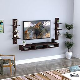 Unique Arts Wall Mounted TV Stand with Shelves for Living Room, Bedroom, Dining Room Office Wall Set Top Box Stand/TV Cabinet/Entertainment Unit (Brown)-picture-34