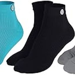 KUE Graduated Compression Socks | Women & Men | Daily Use, Fitness & Improved Blood Circulation, Pain Relief |Ankle Length | Pack Of 3 | Black-Grey-Turquoise - S/M-image-98