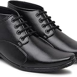 Men's Chukka Genuine Synthetic Leather High Ankle Office Wear Formal Shoes with Comfort Footbed for Men Oxford Look All Day Wear Stylish Modern Classic Lace Up Formals Footwear, for Office.-image-49