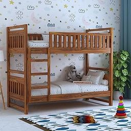 Sheesham Wood Tylor Bunk Bed Without Storage Wooden Double Bed Bed Furniture for Bedroom Living Room Home - Natural Finish-image-19