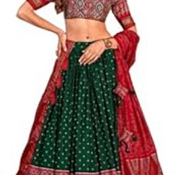 Women,s Tussar Silk With Leheriya And Foil Print Lehenga choli Set-picture-49