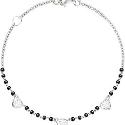 Heart Shape Hanging Anklet With Solitaire Crystal Diamonds Painjan Payal Leg Mangalsutra Chain Foot Jewellery For Women and Girls-28