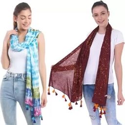 Women and Girls Cotton Viscose Scarfs Stoles Combo Set-Soft Comfortable Stylish-image-71