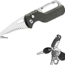 Scizor Keychain Box Cutter, Package Opener, Small Pocket Box/Seatbelt/Strap Cutter, Razor Sharp Serrated and Paratrooper Hook, EDC Folding Tools for Women Men-image-65