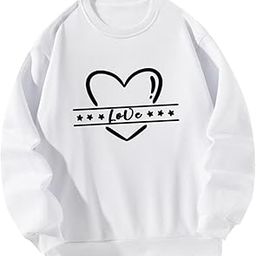 Women Sweatshirt Pullover Heart Printed Costumes Outfits Crewneck Sweatshirt M White | Clothing Shoes & Accessories | Womens Clothing | Sweats & Hoodies-image-49