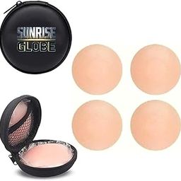2 Pairs Reusable Nipple Covers – Comfortable Invisible Adhesive Silicone for Women | Self-Adhesive, Skin-Friendly and Seamless Coverage Beige-image-9